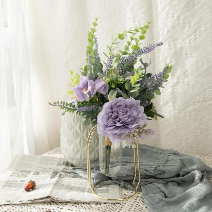 Kunstmatige pioenrozen, lavendelstruiken, kunstbloemen, echt uitziende voor doe-het-zelf, bruiloft, boeket, tuin, feest, hotel, kantoor, decoratie, tafelstukken, paars