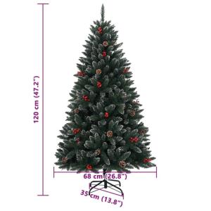 Kunstkerstboom, dennenboom met ledverlichting, 150 leds, 120 cm, kerstboom met metalen standaard, kerstdecoratie kunstboom, decoratieve boom