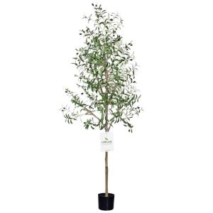 210cm künstliche Olivenbaum, nur für den Innenbereich mit lebendigem Stamm, verstellbarem Zweig und prallen Oliven, deko für Büro, Laden, Wohnung und Party