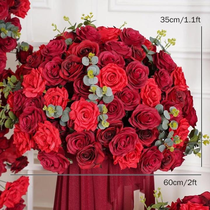 24in künstliche Rose Blume Kugeln, gefälschte Blumen Rosen Kugeln, künstliche Florale Kugel für Mittelstücke Tische, Party, Valentinstag (Rot)