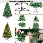 Kunstkerstboom, dennenboom met verlichting, 260 leds, warm wit, incl. metalen standaard, 406 takpunten, pvc-kerstboom voor kerstdecoratie, herbruikbaar, 150 cm, PVC LED dennenboom