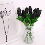 12 stuks zwarte kunstrozen, enkele bloemen met lange steel, zwarte kunstrozen, kunstrozen, voor bruiloft, feesten, tuin en woondecoratie (zwarte rozen)