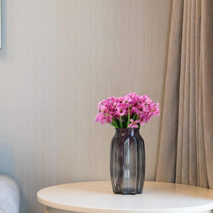 struiken, 12 bundels plastic bloemen voor buiten, kunstmatige viooltjes voor tuindecoratie, woondecoratie, vaas, tafelstuk (Fuchsia)
