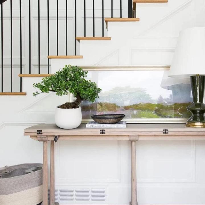 25 cm kunstplant bonsai boom in keramische pot esthetische Japanse bonsai decoratie voor woonkamer slaapkamer badkamer vensterbank decoratie - podocarpus kunstbonsai