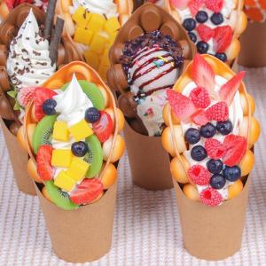 2 Stück Simulation Ei Waffel Modell Display Probe Dessert Fake Bubble Waffel Essen-Gelb