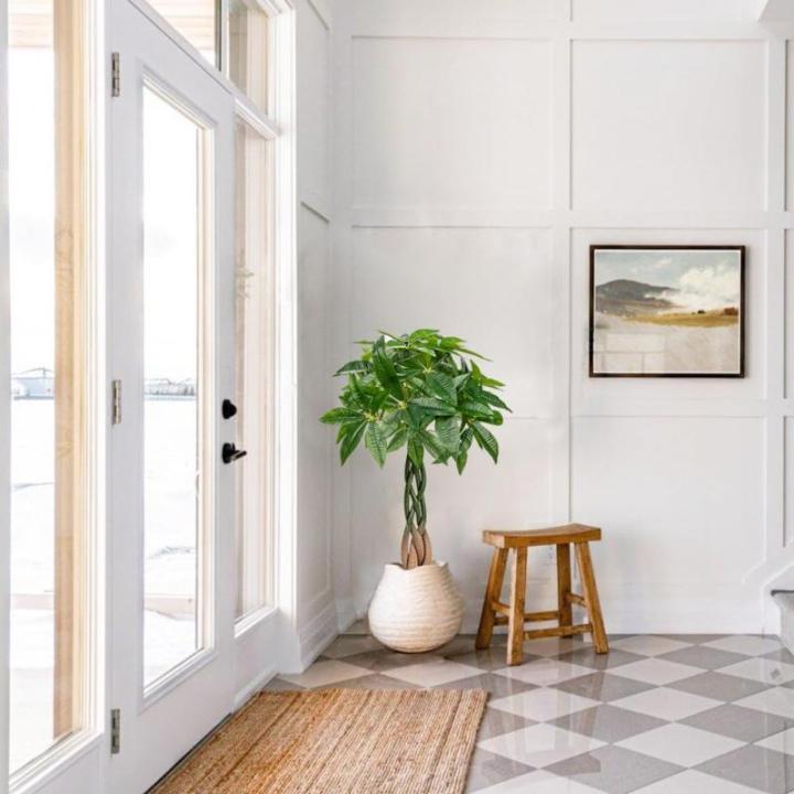 90 cm grote Pachira Aquatica gelukskastanie bonsai in pot, kunstplant als echte kamerplant, decoratieve plant, kunstboom voor kantoor, eetkamer, woonkamer decoratie