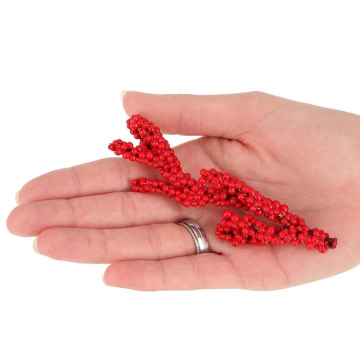 25 x decoratieve tak, decoratieve hulstbessen als knutselbenodigdheden, doe-het-zelf accessoires voor kransen en bloemstukken, kleine bessen, strooidecoratie (25 stuks, veel rode b