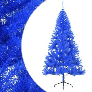 Wiederverwendbar Künstlicher Halb-Weihnachtsbaum mit Ständer 210 cm H Christmas Tree Weihnachtsdeko Christbaum Kunstbaum Weihnachtsbaum Home Tannenbaum PVC und Stahl Blau
