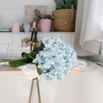 6 Blaue Blumen, Seide, Hortensien, künstliche Blumen, realistische Hortensien, Blumenstrauß für Hochzeit, Party, Büro, Heimdekoration (blau)