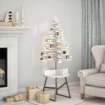 Kerstboom, dennenboom hout om te versieren, kerstboom houten boom DIY kerstdecoratie decoratieve boom kerstdecoratie, wit 100 cm massief hout grenen