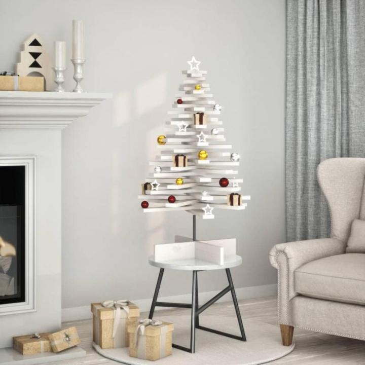 Kerstboom, dennenboom hout om te versieren, kerstboom houten boom DIY kerstdecoratie decoratieve boom kerstdecoratie, wit 100 cm massief hout grenen