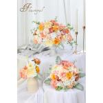 Künstliche Blumen Combo Champagner Blumen Mix Seide Blumen Dahlie Rosen mit Stielen für DIY Hochzeit Brautsträuße, Babyparty, Blumenarrangement, Tischaufsätze, Heimdekoratione