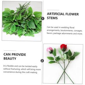 40 STK Rosenstiel künstliche blüten Artificial gefälschter Pflanzenstab Rosenblätter gefälschte Stiele DIY Bindedrähte Material für künstliche Blumen Kunststoff Green