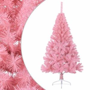 Kerstboom smal, kunstmatige dennenboom, klein, kunstmatige halve kerstboom met standaard, roze, 150 cm, pvc, geschikt voor patio, slaapkamer, woonkamer, Kerstmis
