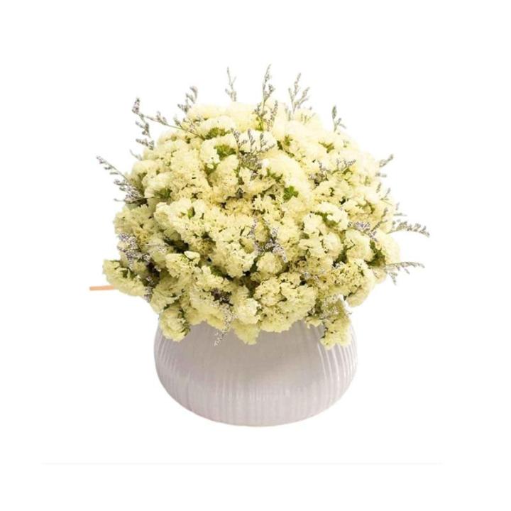 Kunstblumen Realistische künstliche Blume, künstliche Gypsophila-Blume mit Vase, getrocknete Blumen, Dekoration für Zuhause, Küche, Büro, Hotel für jeden Anlass