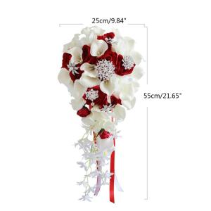 Künstlicher Blumenstrauß mit Diamantknopf, Wasserfall-Simulation, gefälschte Blumen für Hochzeitsfeier, Braut, Handrequisiten