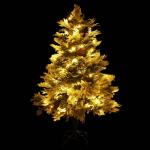 Künstlicher Weihnachtsbaum mit LED Beleuchtung Weihnachtsbaum mit Schnee mit Tannenzapfen Grün und Weiß PVC 150 x 90 cm