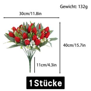 Künstliche Blumen 21 Stück Unechte Tulpe Gefälschte Blume Blumenstrauß Tulpen Real Touch für Home Party Hochzeitsstrauß Garten Dekoration 1803