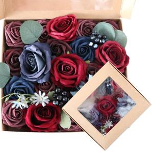 Künstliche Rosenblüten, Kombi-Box-Set für DIY-Hochzeitsstrauß, Tafelaufsätze, Arrangement, Party, Heimdekoration