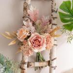 Kunstblumen Künstliche Pflanzen Blumen Deko Seidenblumen Rose Blumenarrangements Kernstück Hochzeit Blumenstrauß(Champagnerrosa)