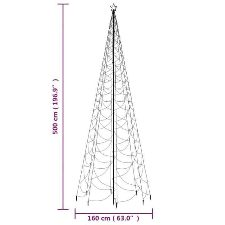 LED-Weihnachtsbaum mit Erdnägeln Tannenbaum Lichterbaum Weihnachtsdeko Beleuchtung Außen Beleuchtet Lichterkette 1400 LEDs Kaltweiß 5 m