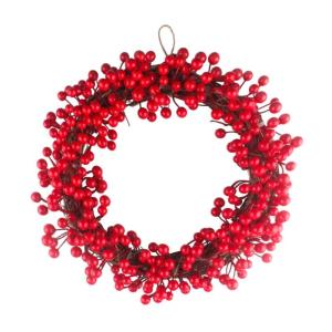 Roter Beerenkranz 13,78 Zoll Weihnachtsbeeren Kranz für Haustür Künstliche Beeren Kranz Weihnachten Hängende Türdekor für Weihnachtsheimdekoration, rote Beerenkranz