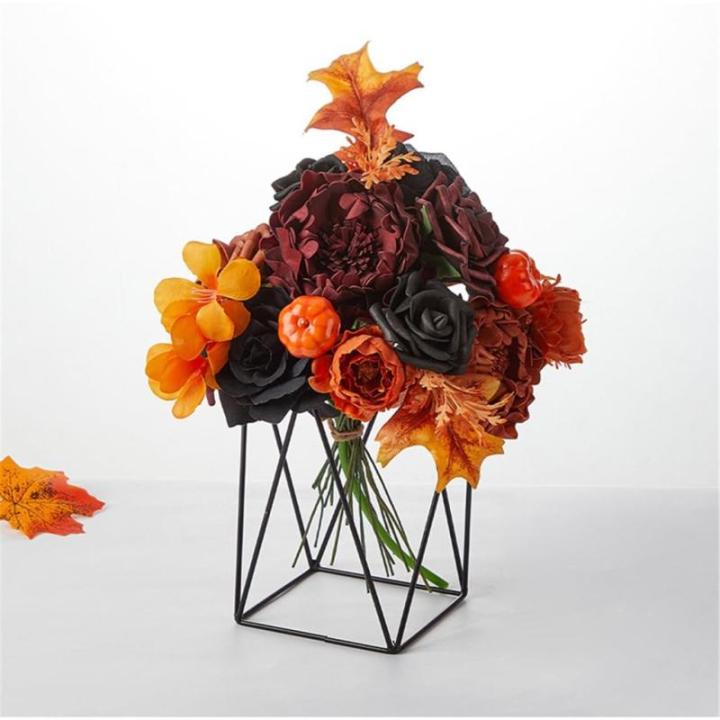 Schwarzes Blumenarrangement, Halloween-Party-Mittelstücke, Blumenarrangement, künstliche Blattsträuße für Fotografie-Requisiten