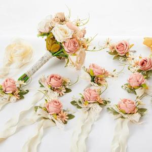 Handgefertigte Blumensträuße für die Braut, Elegante Blumensträuße aus Kunstrosen für den Hochzeitstag, Blumen für die Braut und Brautjungfern