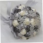 1stk Braut Rose Hochzeitssträuße Für Brautjungfern Braut Hochzeitsstrauß Weißer Blumenstrauß Brautstrauß Aus Strass Braut Rosen Frische Blumen Strauß Braut Silver