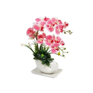 Kunstblumen Künstliche Orchideenblüten in Vase, realistische Desktop-Dekoration, gefälschte Bonsai-Pflanzen, Heim-Party-Mittelstück-Dekoration, Rosa für jeden Anlass