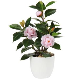 28cm Kunstpflanzen im Topf für Heimdekoration Künstliche Zimmerpflanze Camellia, Blumenarrangements Heim- und Büro Dekoration Desktop Bonsai, Kunstpflanzen mit Töpfen Tischdeko