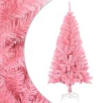 Kunstkerstboom met standaard 150 cm hoog, hoge kunstkerstboom, kerstdecoratie, pvc en staal, roze