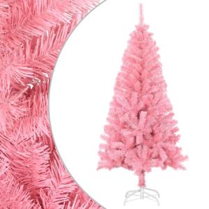 Kunstkerstboom met standaard 150 cm hoog, hoge kunstkerstboom, kerstdecoratie, pvc en staal, roze