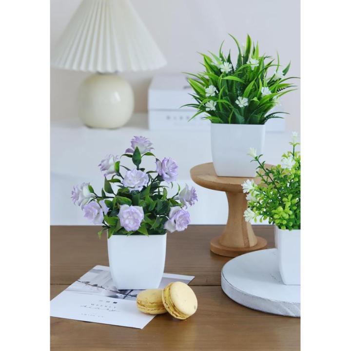 4 stuks mini met pot kleine nepplanten met bloemen voor thuis kantoor tafel kamer badkamer decor binnen