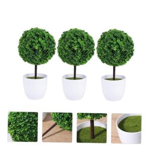 3St Topfpflanze winzige Kugeln Gartenkugel-Pflanzendekor Künstliche Sträucher und Formschnitte kunstpflanze kunstplflanze Kirschkugel aus Kunststoff Desktop-Ornament Plastik Gree