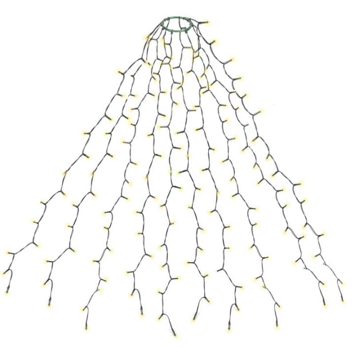 3m kerstboomverlichting met ring, kerstboom werp lichte ketting met 10 slingers 350 LED-lichtketting Waterdicht voor 120cm - 350cm boom, dennenboom, groene riem, struiken - warm wi