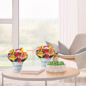 Kunstplanten Decoratieve Bloemen, voor Buiten Binnen Kunstplanten in Potten, Ambachten voor Huisdecoratie, Kamerdecoratie, Kantoor, Keuken, Tuin (Kleurrijk)