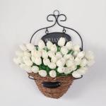 20 stuks PU Real Touch Latex Kunstmatige tulpen neptulpen bloemen boeketten bloemenarrangement voor huis kamer bruiloftsboeket middenstuk, wit