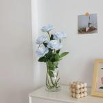 12 stuks Kunstmatige Rozen, 53cm Kunstrozen Enkele Lange Steel , Realistische voor Bruiloftsboeket, Thuis Tuin Woonkamer Hotel Kantoor Decoratie (Lichtblauw)