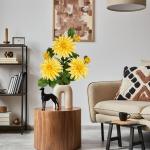 3 stuks gele kunstmatige dahlia's, 75 cm kunstzijden bloemen met lange steel voor bloemarrangementen, faux dahlia's bloemen voor doe-het-zelf bruiloft party middenstuk huis kantoor