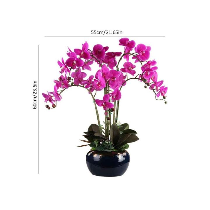 Kunstblumen Künstliches Blumenset, künstliche Phalaenopsis-Blumen, Pflanzenarrangement mit Keramiktopf, künstliche Ornamente in schöner Form für jeden Anlass