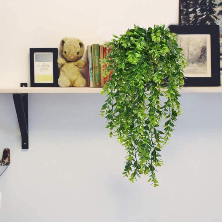 Mihunon Kunstmatige hangplanten, 2 stuks, kunststof planten, hangend, kunsthangplanten, lang, groene planten, voor binnen en buiten, thuis, op kantoor, balkon, tuindecoratie