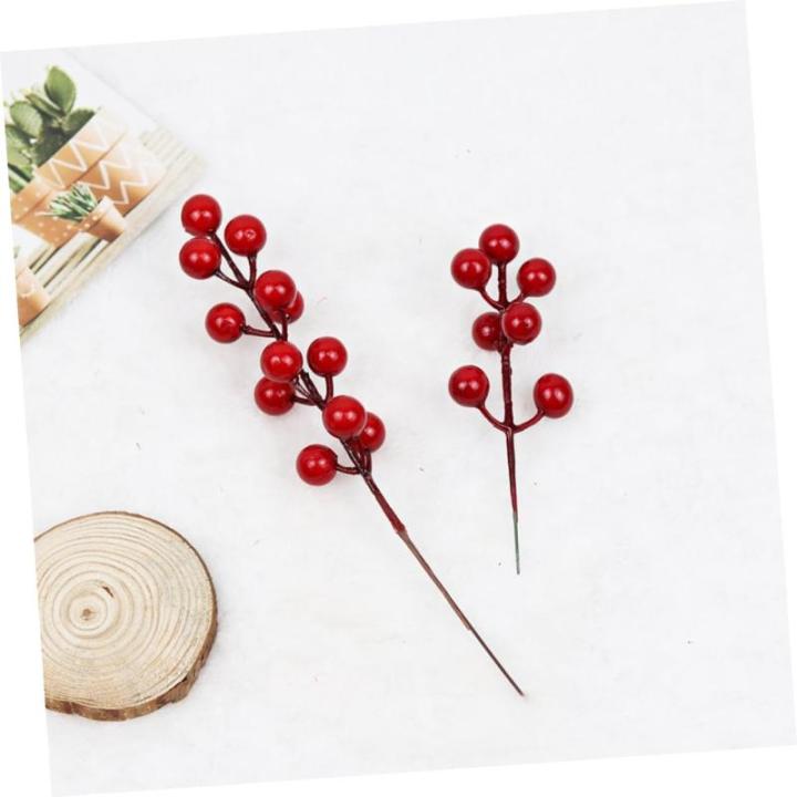 20st Simulation Rote Fruchtgabel Weihnachtsbeeren Picks Künstliche Rote Beeren Zweig Der Stechpalme Rote Beerenzweige Tannenzapfen-beerenpflücker Vasenfüller Rote Beere Schaum