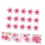 15st Weihnachtsblume Weihnachtsstern Blumen Weihnachtsbaumspitze Gefälschter Weihnachtsstern Weihnachtsbaum Glänzende Blumen Mini-Kranz Outdoor-dekor Blumendekoration Rosa Plasti