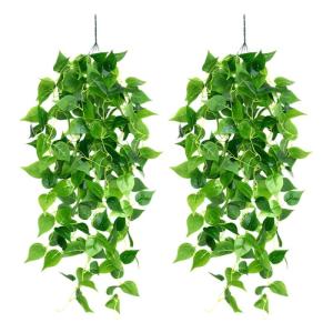 , 2 stuks, hangende , 105 cm, kunststof planten voor binnen en buiten, balkon, bruiloft, tuin, wanddecoratie
