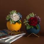 Kunstblumen Künstliche Blumen mit Keramikvase, gefälschte Seidenblumen, nordisches Licht, Luxus-Simulationsblume, Heimtischzubehör für jeden Anlass