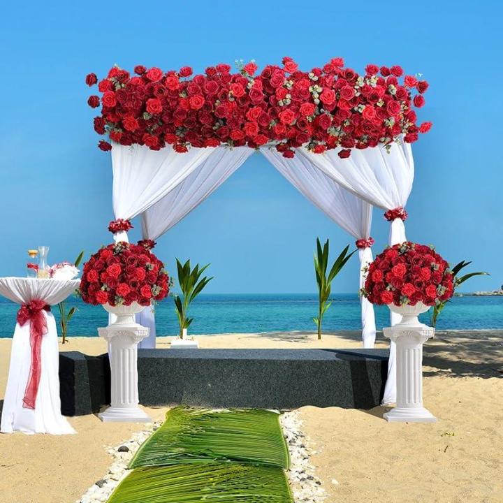 24in künstliche Rose Blume Kugeln, gefälschte Blumen Rosen Kugeln, künstliche Florale Kugel für Mittelstücke Tische, Party, Valentinstag (Rot)