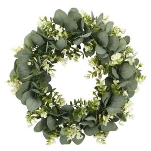 Künstlicher Eukalyptuskranz für Haustür, Herbstkranz Grüne Blattkranzgirlande für Fenster Hochzeit Home Veranda - 30 cm