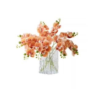 Kunstblumen Leichte, luxuriöse Kunstblumen in Einer Glasvase – orangefarbener künstlicher Blumenstrauß für Klassische chinesische Wohnzimmer-Tischdekoration für jeden Anlass