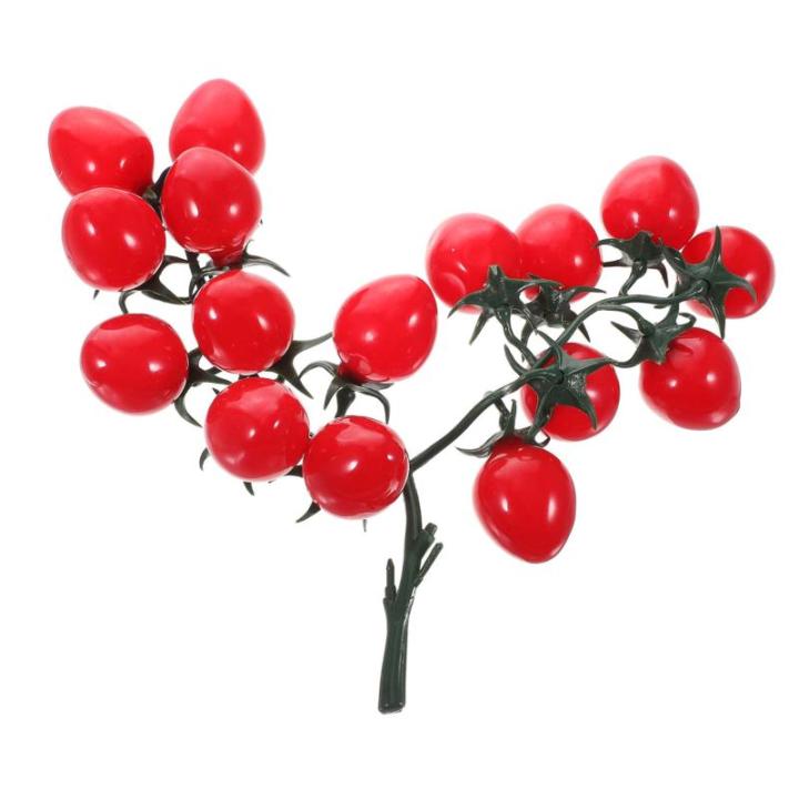 5 Stück Schnur Künstliche Pflanzendekoration Künstliche Obstdekoration Dekorative Kirschtomaten PVC Lebensechte Früchte Rot